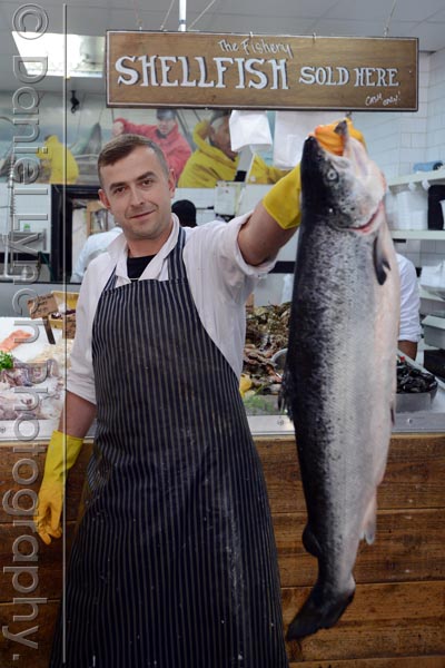 19/09/15. ES Homes & Property : Spotlight Stoke Newington. Peter Nocon, fishmonger at Sutton & Sons Fishmongers, Stoke Newington High Street - a fixture of Stokey since 1996. Credit: Daniel Lynch. 07941 594 556. www.lynchpix.co.uk